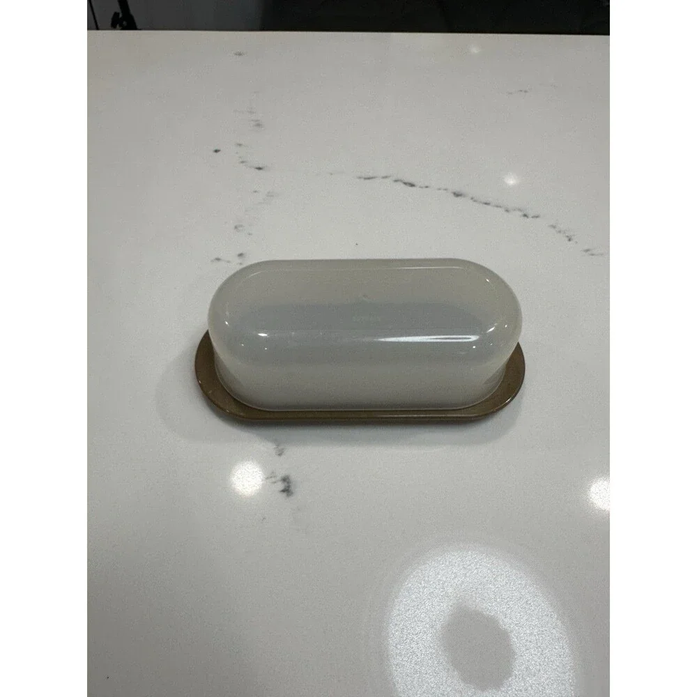 Tupperware Butter Dish #5079A-2 Sheer Lid Brown Base #5080A-4